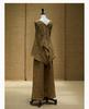 Autumn Origami-Inspired Sleeveless Linen Top with Mottled Texture