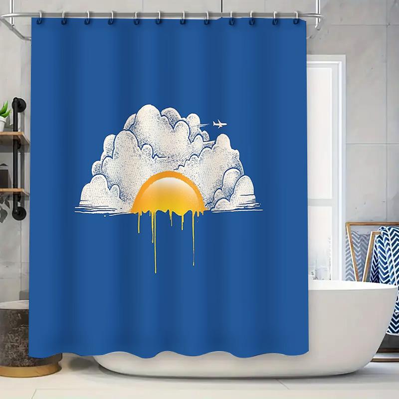 Bathroom Shower Curtain Tropical Sunset Ocean Beach Nature Landscape Wall Art Decor Coastal Vibes Home Textile W60H190(CM)-1 Pcs