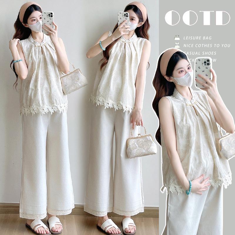 2026 Summer Chinese-Style Maternity Camisole Top - Loose, Sleeveless, Versatile & Slimming Large