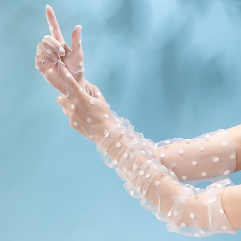 Длинные кружевные нарукавники в горошек