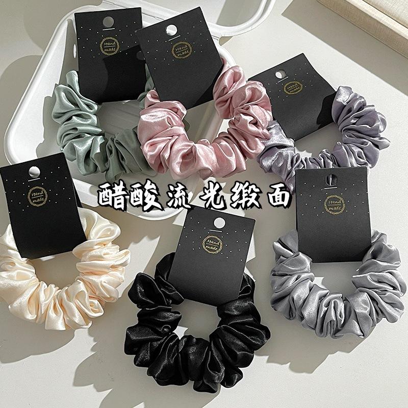 2026 Essigsäure Streamer Satin Dickdarm Haargummi Französisch High-End Elastisches Pferdeschwanz Kopfseil Mode Kopfbedeckung Haarschmuck