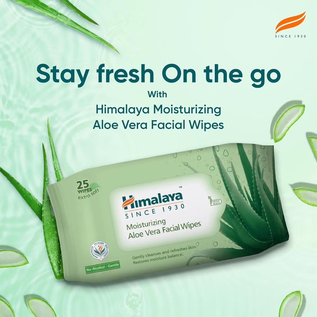 Himalaya Aloe Vera Facial Wipes 25 Count Moisturizing Cleansing Wipes for Soft Glowing Skin Gentle Refreshment