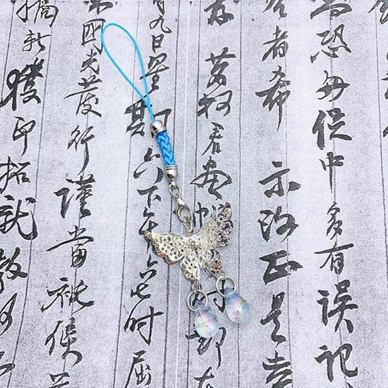 Stylish Butterfly Beaded Mobile Phone Strap Anti-Lost Chain Hangings Jewelry Simple Keycahins for Keys Bags and Phones