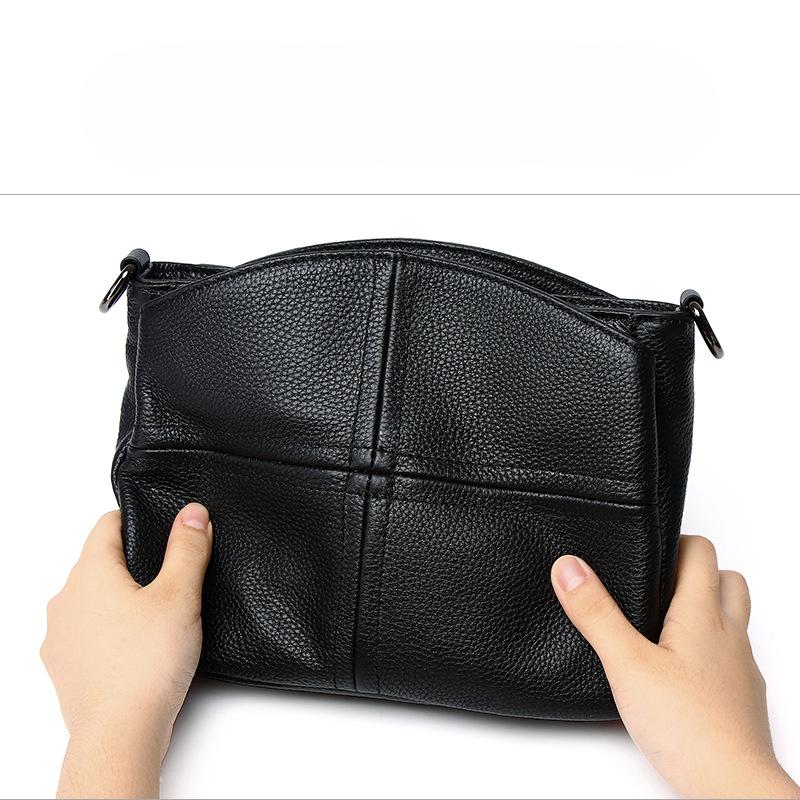 Bag Women'S Bag First Layer Cowhide Splicing Soft Leather Shell Bag One Shoulder Crossbody Handheld Mom Leather Underarm Bag