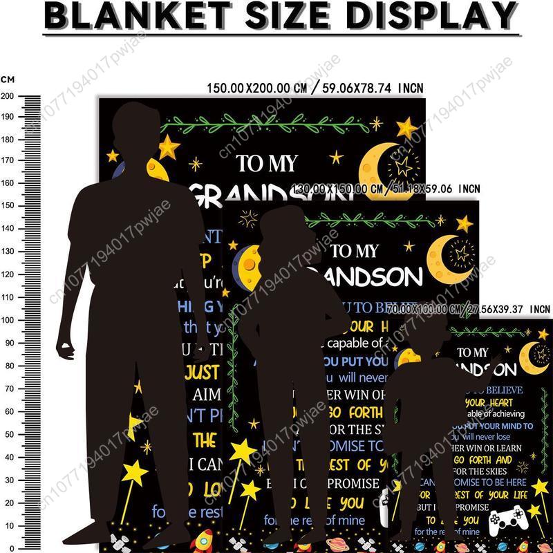 Letter & Star Print Blanket To My Grandson GiftBlanket Soft Throw Blanket Cool BedroomAccessorie Home Essentials Custom Blankets