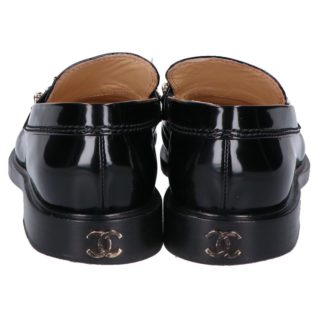 Chanel G37430 Metall-Logo Lackleder Slipper Schuhe 37C schwarzGebraucht