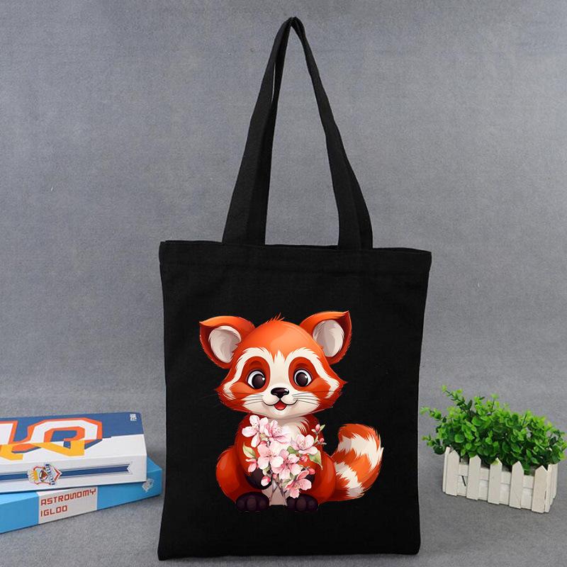 Cherry Blossoms Animal Koala Printed Shoulder Bag Student Large Capacity Canvas Eco-Friendly Bag