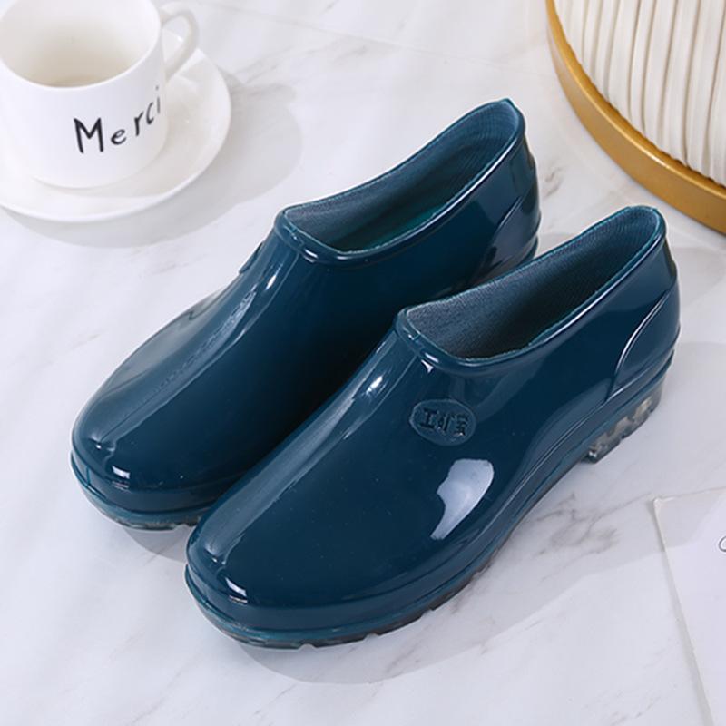 Low-top Rain Boots Women's Fashion Adult Outer Rain Shoes Water Boots Non-slip Waterproof Shoes Light-mouth Rubber Shoes Kitchen Summer