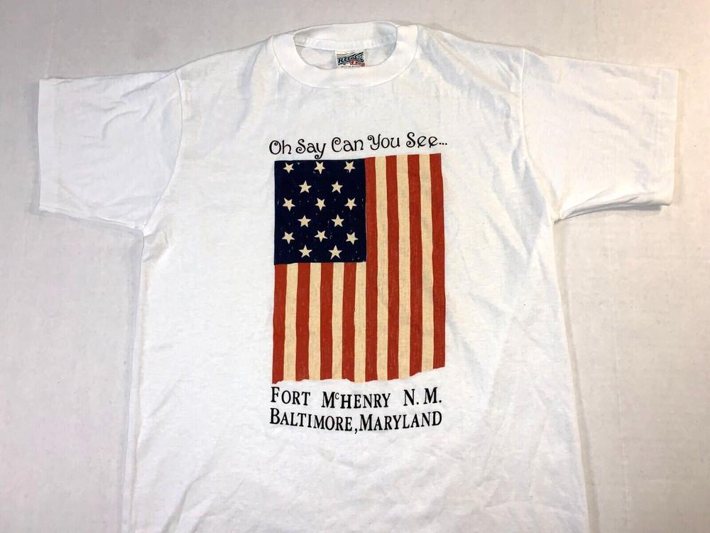 Rare! Vintage 1980 s Fort McHenry National Monument Baltimore T-Shirt New! SMALL Unisex T-Shirt M
