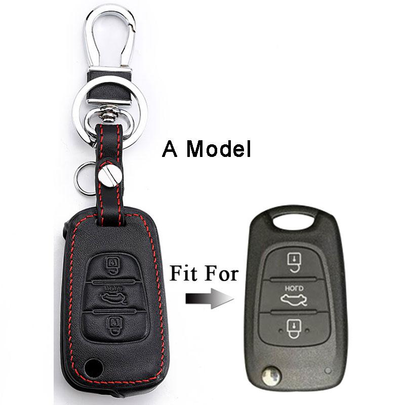 

Genuine Leather Remote Flip Key Case Fob Cover For Kia Rio Sportage Soul Ceed For Hyundai I30 Verna Veloster I35 Winter