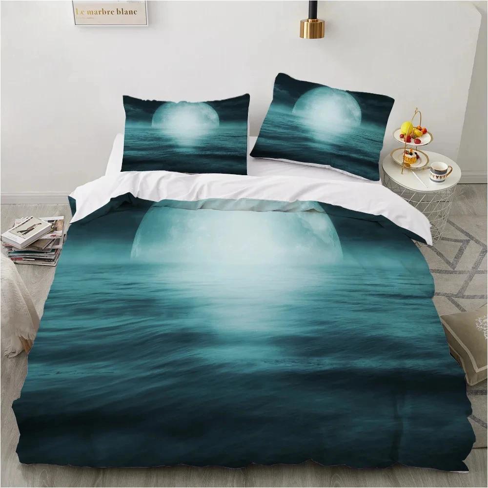 Moon Bedding Set Night View Duvet Cover Set With Pillowcase Bedding King Queen Full Double Single Size Luxury Bedxclothes Decor