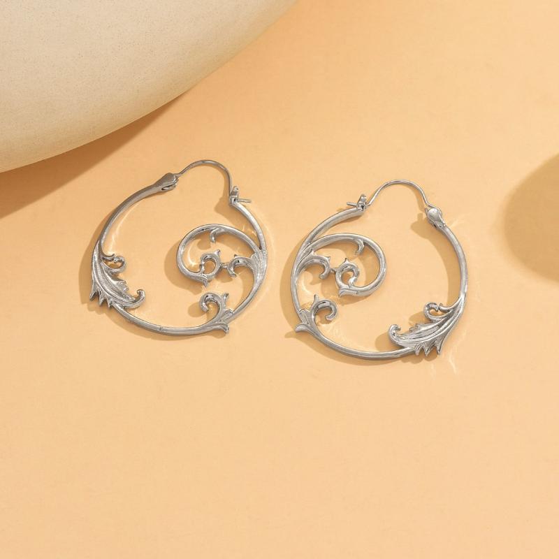 Ethnic Geometric Spiral Vintage Silver Minimalist Metal Carved Pattern Earrings Ethnic Geometric Spiral Pendant Women s Jewelry