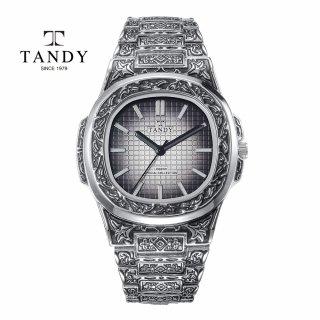 [TANDY] TANDY Engraved Line Men's Metal Watch T-6295