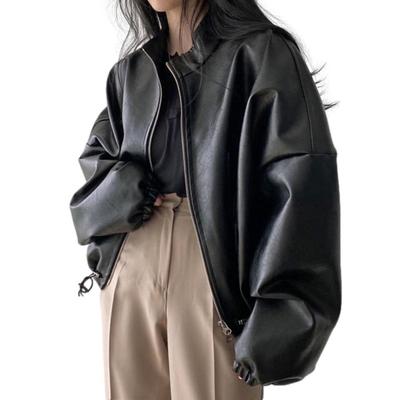 Blouson en Simili Cuir Volumineux avec Manches Amples J-Scott, Fermeture Éclair, Doublé, Noir, JS97-BK-XL