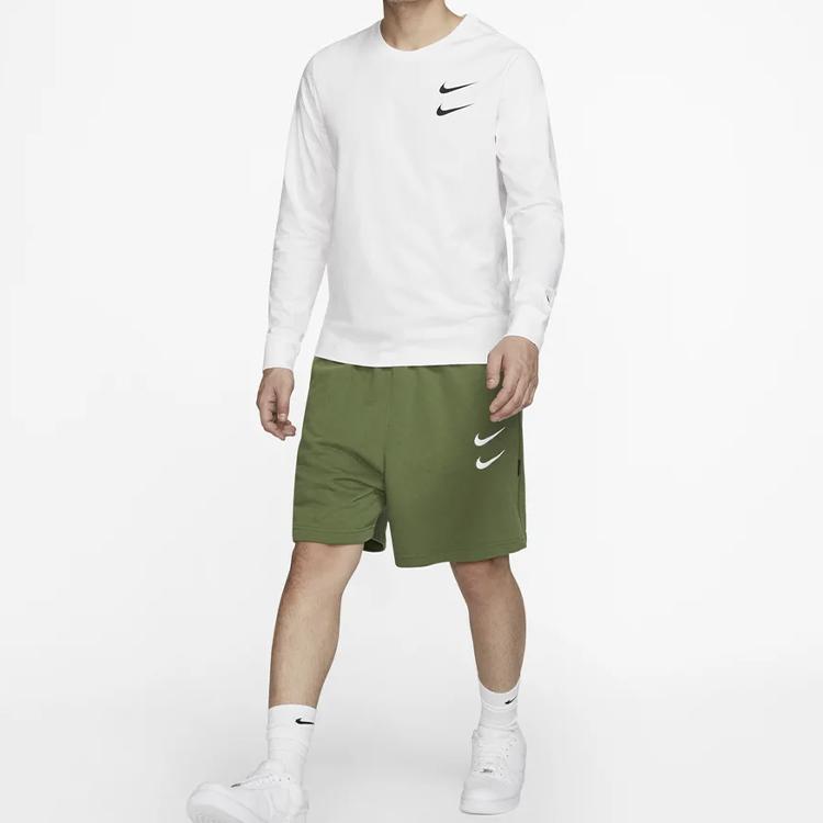 Nike Pánské tričko s dlouhým rukávem a kulatým výstřihem s logem Swoosh Bílé CK2260-100