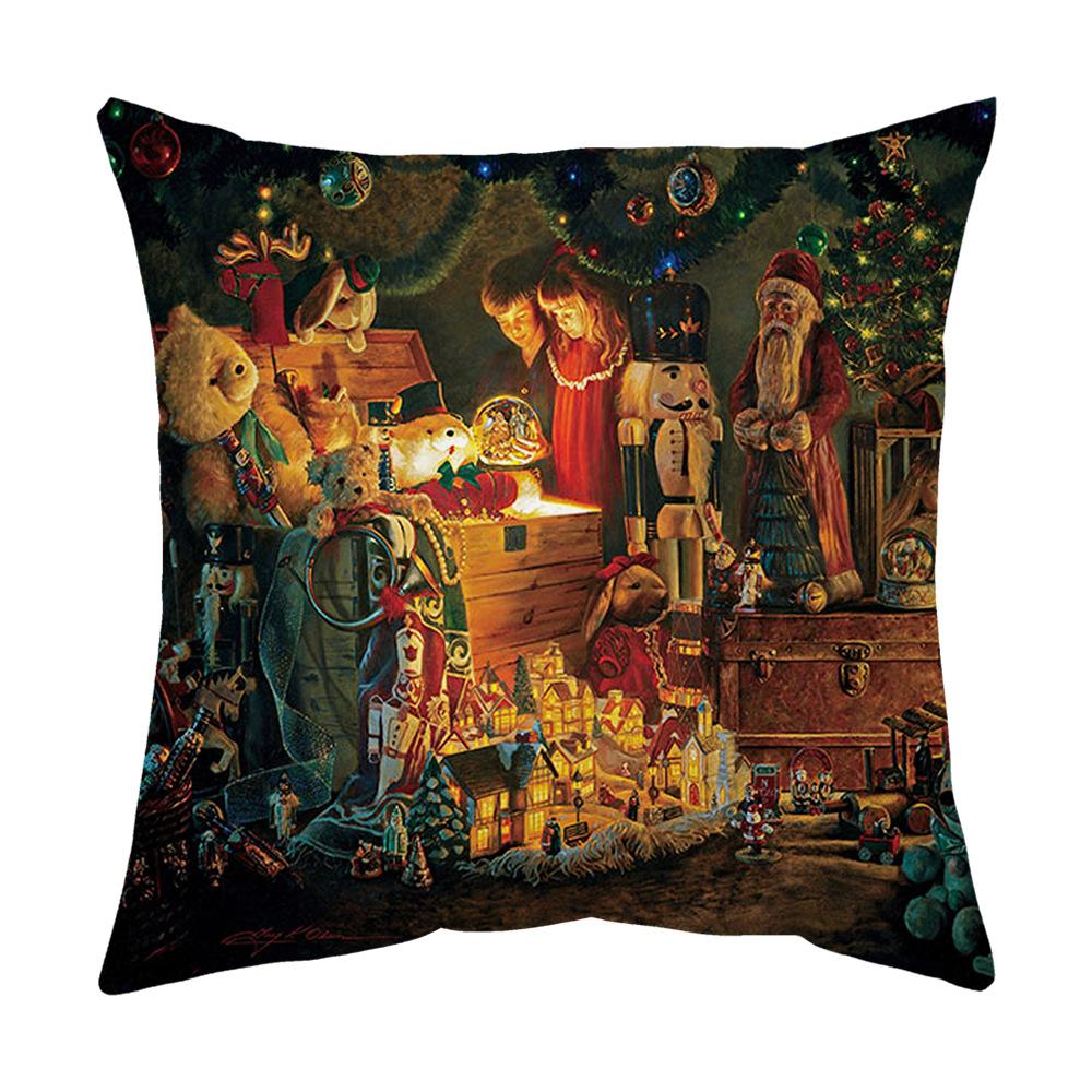 Pillow Cover Christmas Red Santa Claus Pillow Printed Cushion Pillow Cover