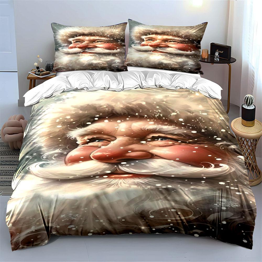 Santa Claus Face Pattern. Bedding Sets Duvet Cover Sets Duvet Covers Pillowcases(1 * Duvet Cover 2 * Pillowcases Without Duvet Insert)