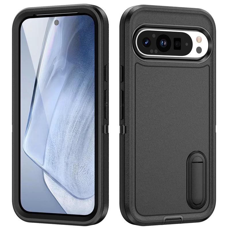 3 in 1 Heavy Duty Hybrid Armor Shockproof Defend Phone Case For Google Pixel 9 Pro XL Hard Plastic Frame Soft TPU Back Cover