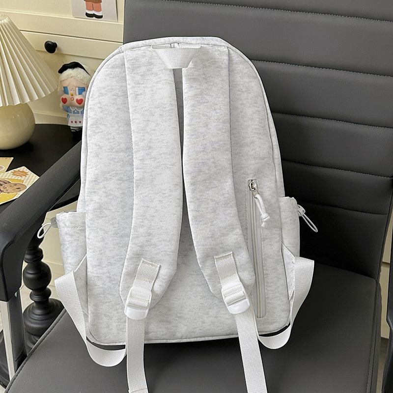 Schoolbag American alphabet flower embroidery cold gray tone backpack college student morning eight class multi-scene adaptation travel schoolbag