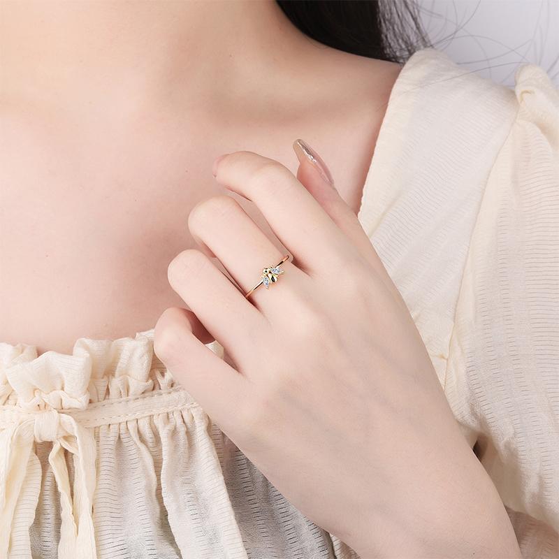 Exquisite Gold Butterfly AAAA Zircon Ring S925 Silver Ring for Women's Fashion Party Jewelry Sterling Silver Elegant Party Silver Ring