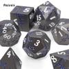 7 Pcs Black Flower Metal Dice Solid Metal Polyhedral Dice Set Suitable for Role-Playing RPG Board Game Card Game