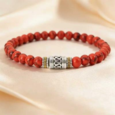 6mm Natural Stone Yoga Bracelet Unisex Sanskrit Meditation Beads Lucky Red Tibetan Buddhist Minimalist Design Luxury Retro Coupl