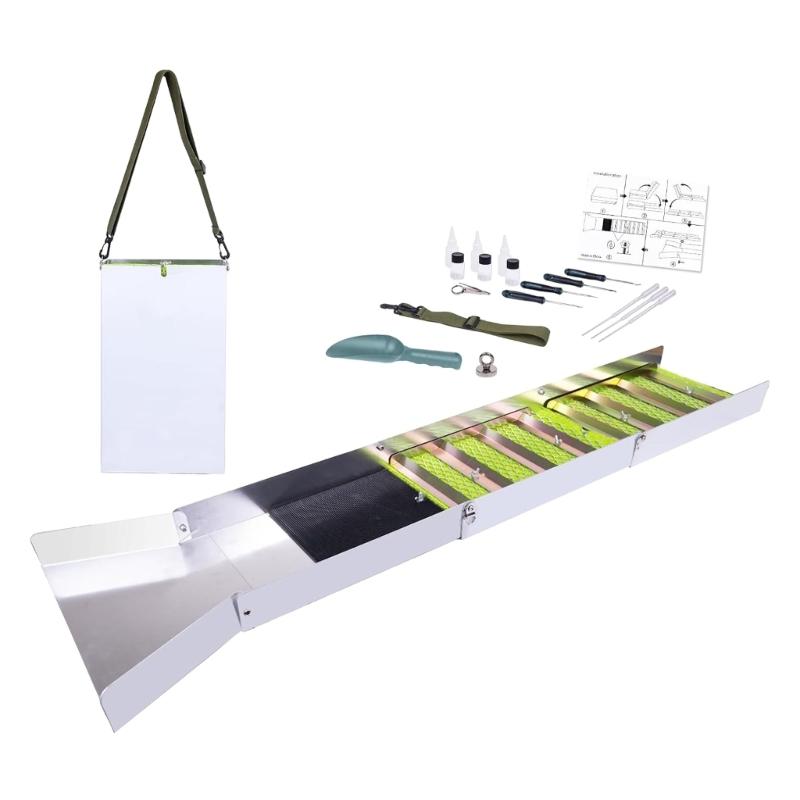 High Efficiency Gold Panning Tool Set Water Flows Powered Easy Assembly For Camping Enthusiasts Experts New Users Alike