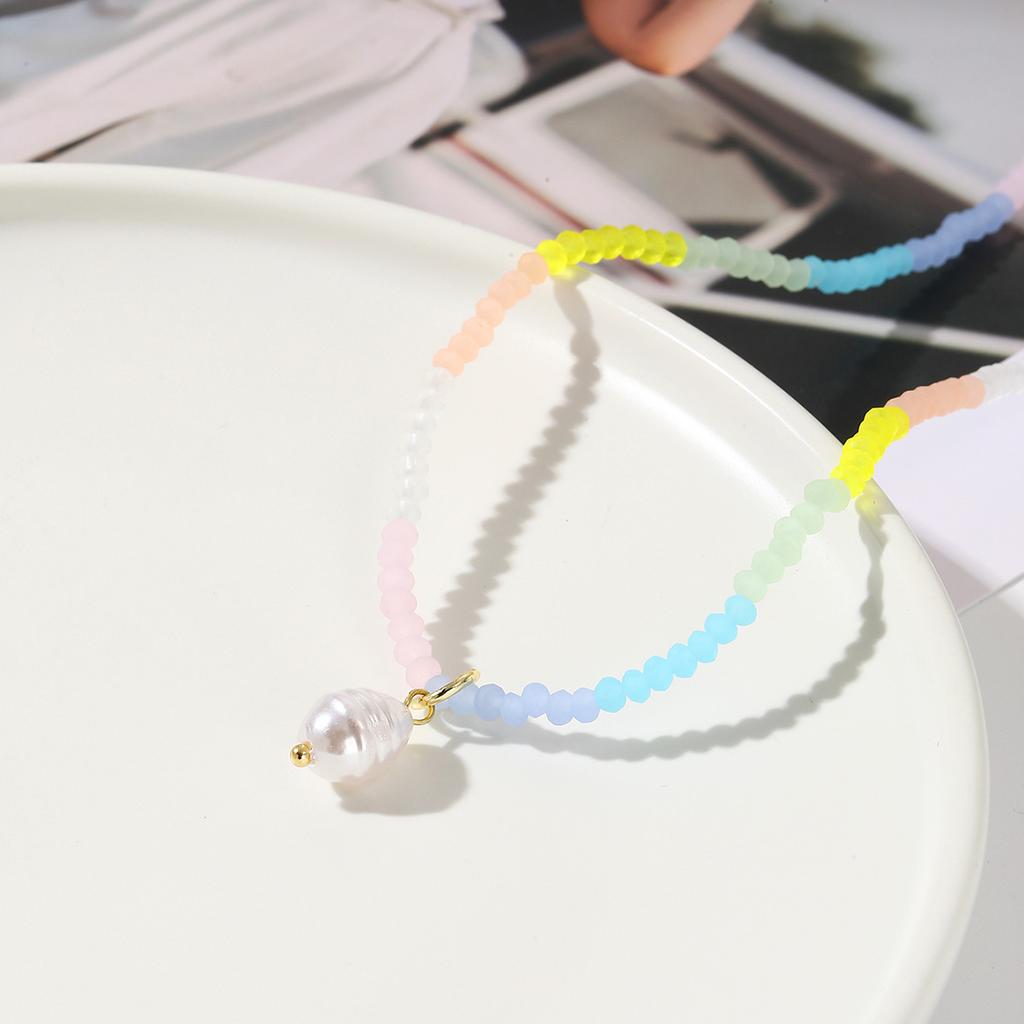 Necklace for Women Fashion Jewelry Colorful Beaded Crystal Light Luxury Niche Necklace Etsy Summer Simple Crystal Necklace Elegant Necklace