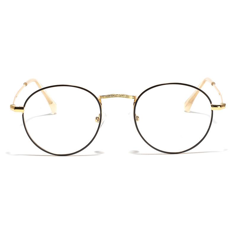 Round Prince Mirror Metal Small Frame Flat Mirror Women'S Plain Mirror Literary Small Clear Frame Glasses Men
