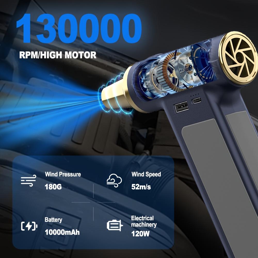13000RPM Air Duster with 1000A Peak Car Jump Starter for 12V, Cleaning, and Emergency Starting
