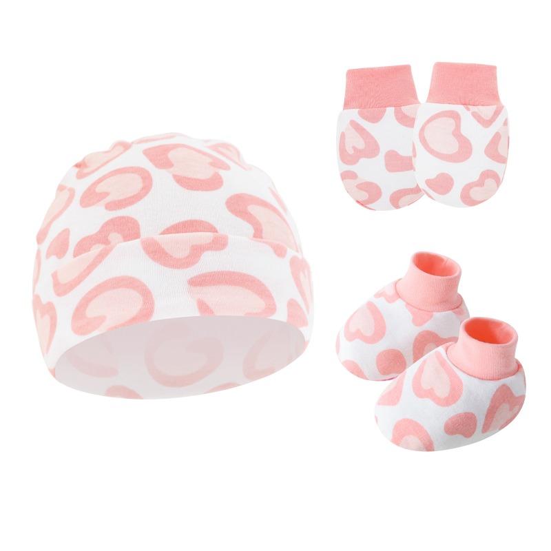 Newborn Baby Hat, Baby Hood, Male and Female Children, Spring and Autumn Baby, Pure Cotton Hat, Gloves, Foot Covers