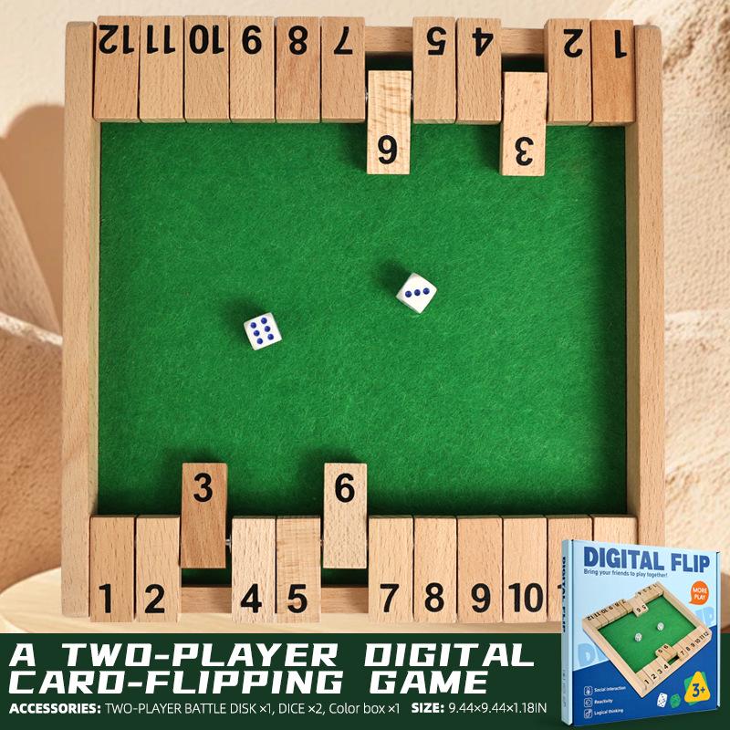 Wooden Dual-Side Flip Card Game: Interactive Math Training for Kids & Parents