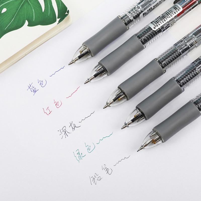 1Pc  4-color Ballpoint Pen + Pencil, Press Multi-color Ballpoint Pen 5 In 1 Multi-function Writing Pen Office Supply