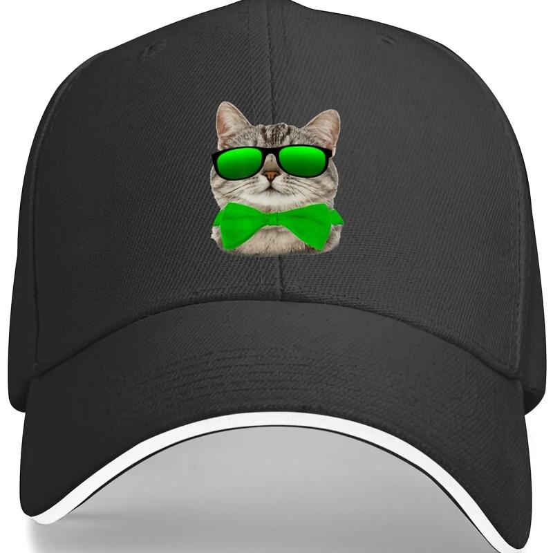 

Cool Cat in Green Sunglasses Bow Tie Baseball Cap Breathable Adjustable Casual Hat for Adults One Size