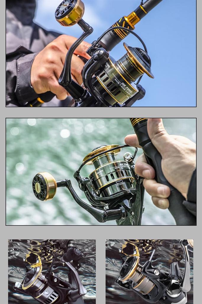 Angelrolle für das Meer Leicht und Stoßfest Max. Bremskraft 10kg HE-2000 Angeln, Weitwurf, Barsch, Seebarsch, Jigging, Langlebig, Widerstandsfähig,