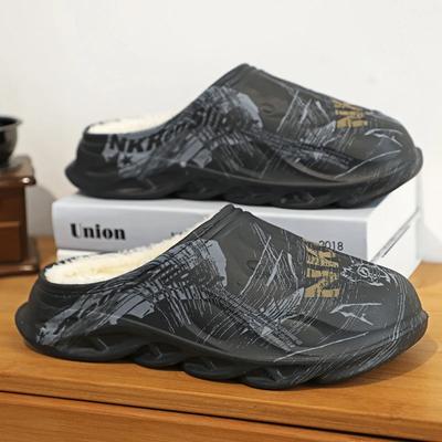 Men Slippers Winter Cotton Slippers Men's Thick-soled Feces-slip Non-slip Warm Cotton Shoes for Home Wear Slides Plus Size 47