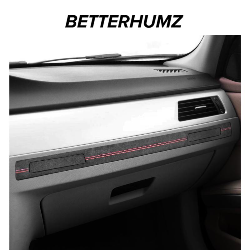 Betterhumz For BMW E92 E90 E93 Made of Alcantara Dashboard Copilot Cup Holder Panel Trim Strip Sticker Car Interior Accessories