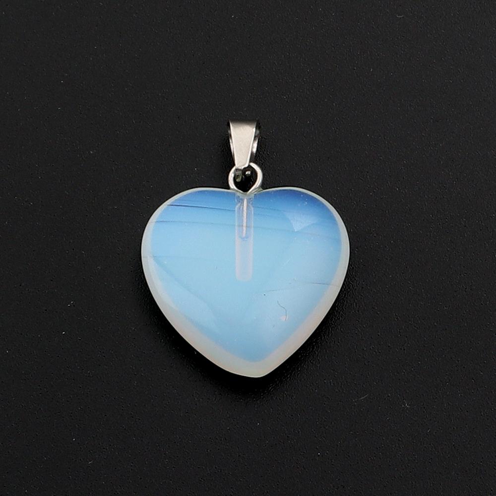 

Heart Shaped Natural Stone Pendant Tiger Eye Amethyst Jade Crystal Stone Charms For DIY Exquisite Necklace Jewelry Accessories