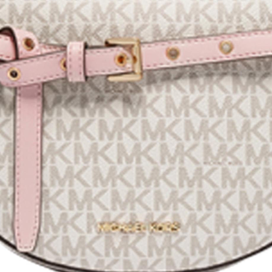 Michael Kors MK Emilia Monogram Heart Leather Shoulder Crossbody Bag Women Bags Pink Vanilla-White 35S1GU5C6B-640