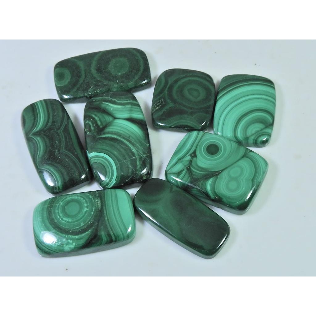 08Pcs Natural Green Malachite Octagon Cabochon Loose Gemstone 266Cts. Lot C-456