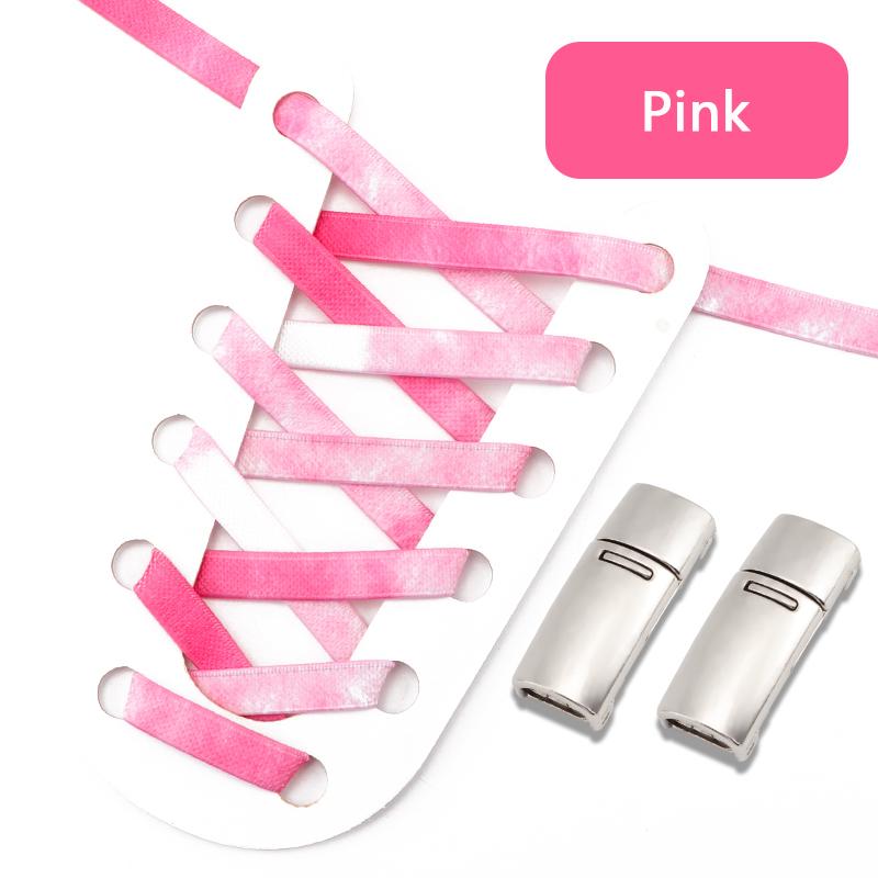 1 Pair No Tie Shoelaces Magnetic Metal Lock Elastic Shoe Laces Colorful Flat Leisure for Men and Women Lazy Shoelace Accessories