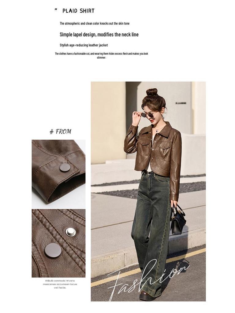 Women’s Trendy Hong Kong & Korean Style Sheepskin Leather Jacket