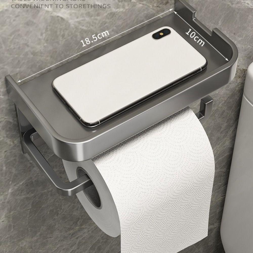 No Drill Tissue Holder Wall Mounted Storage Shelf Toilet Paper Holder Bathroom Accessories