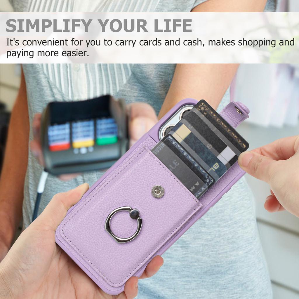 Ring Bracket Wallet Case for iPhone 16 17 Pro Max Air 16E 15 14 Plus 13 12 11 Pro Max Leather Card Solts lHolder Phone Cover