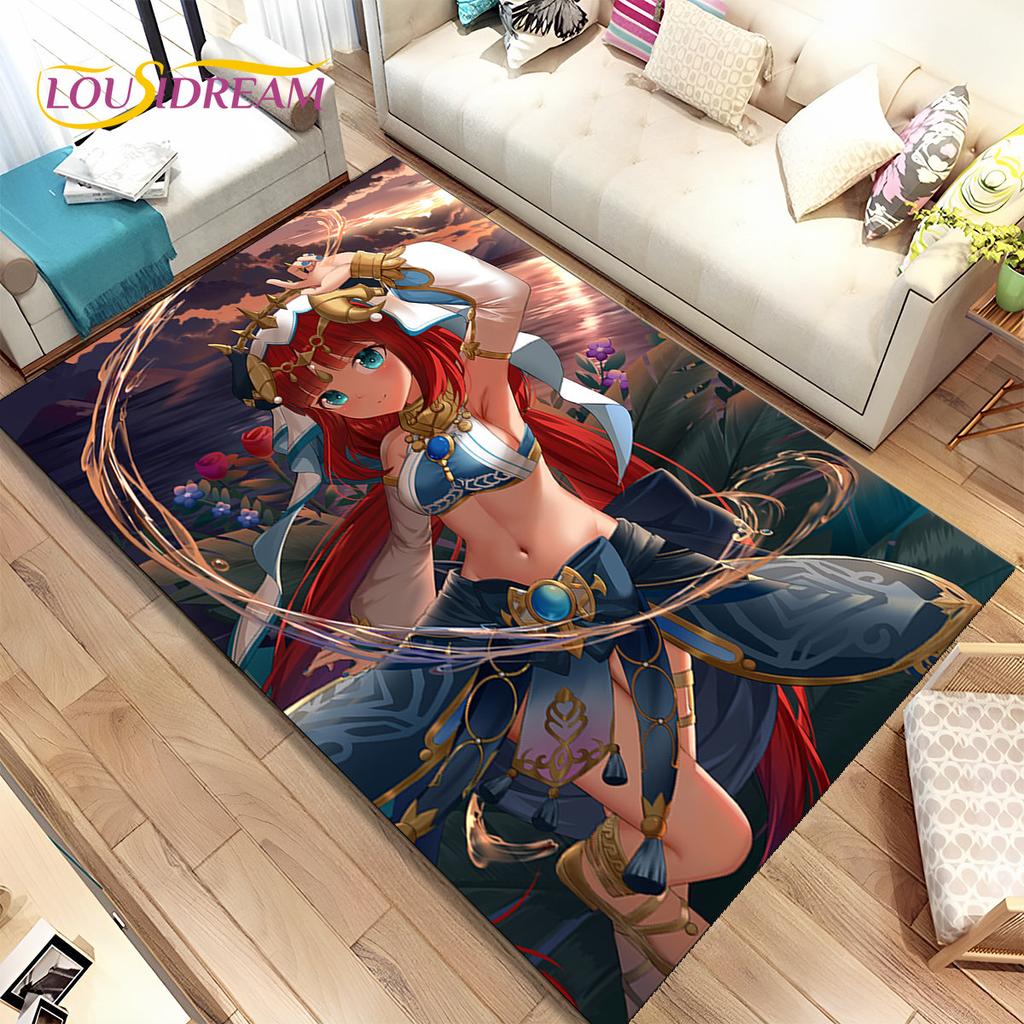 Genshin Impact Cartoon Game Area Rug,Carpet Rug for Home Living Room Bedroom Sofa Doormat Kitchen Decor,kids Non-slip Floor Mat