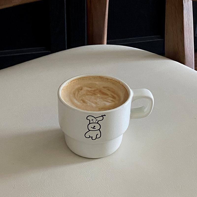 

Кружка с рисунком собаки из мультфильма Кофейная чашка с молоком для завтрака Пара Керамическая Ежедневная питьевая вода Офисный подарок 201-300ml