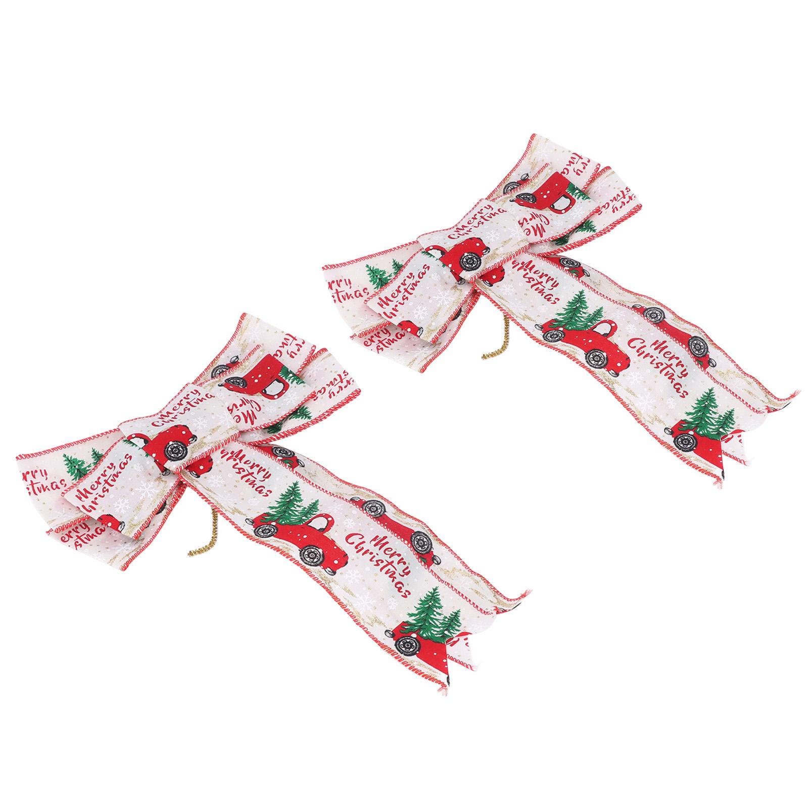 

2 Pcs Christmas Tree Bow Topper Bright Color Handcrafted Xmas Decoration for Wreath Door Wall Holiday Party Winter