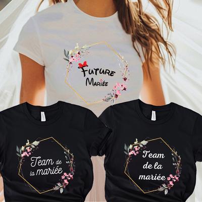EVJF Future Bride Tshirt French Bridal Wedding Team Bride Tops Unisex Bachelorette Hen Party Tshirt Floral Bridesmaid Tees