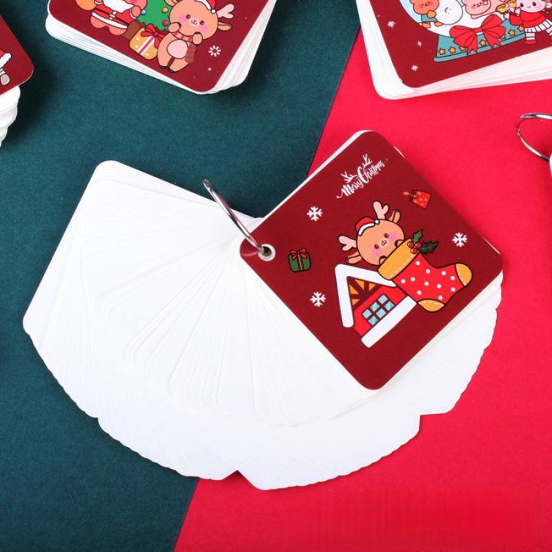 80pcs/packChristmas Iron Ring Binder Loose-leaf Ring Binder Christmas Stocking Christmas Tree Reindeer Portable Pocket Notebook