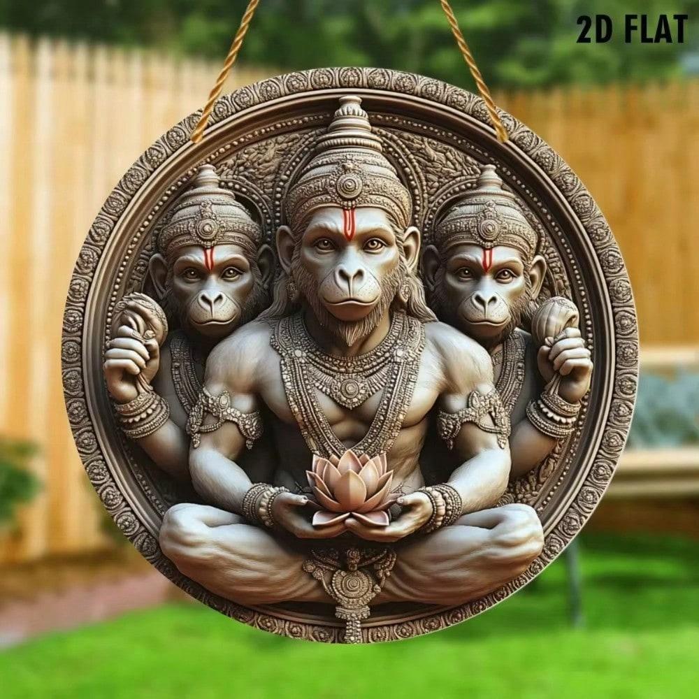 Vintage Metal Tin Sign Three Faced Hanuman Wall Art Home Decor Sun Catcher
